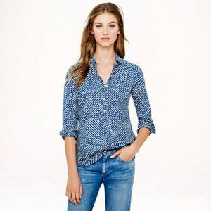 J. Crew | Abstract Diamond Linen-Cotton Popover Shirt Size 0